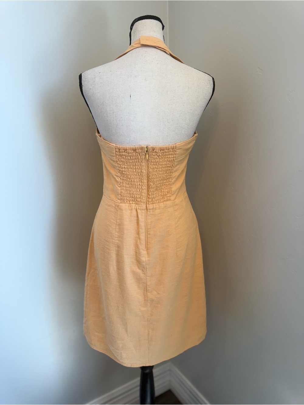 Abercrombie & Fitch Linen Blend Halter Mini Dress Peach Size Medium Tall - Picture 11 of 12